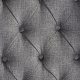 Grey Tufted Accent Chair with Decorative Trim
