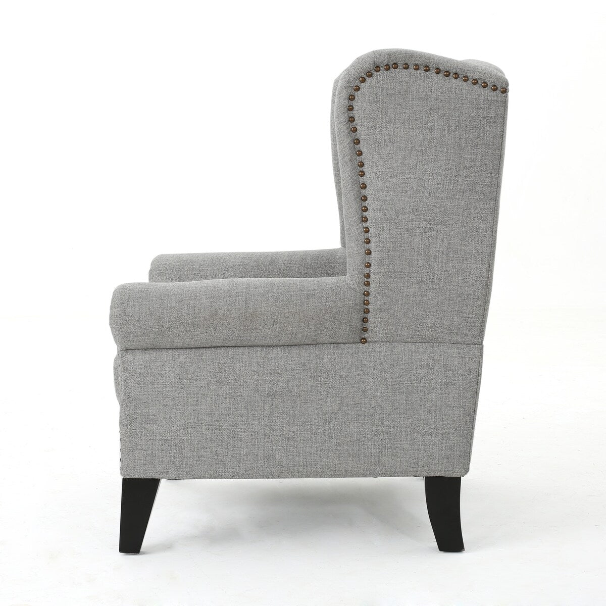 Grey Tufted Accent Chair with Decorative Trim