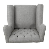 Grey Tufted Accent Chair with Decorative Trim