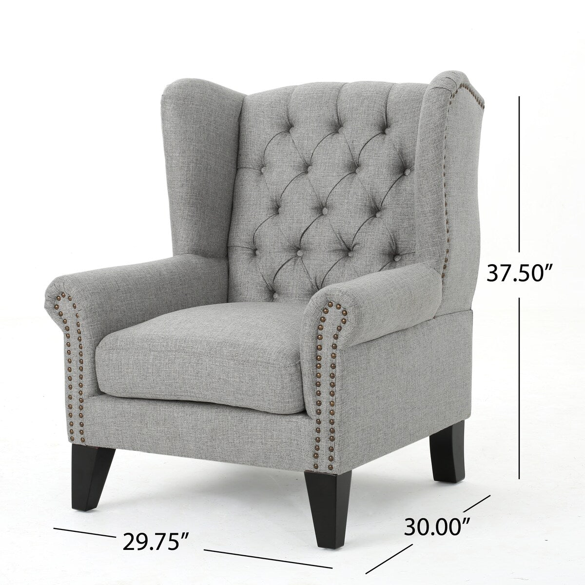 Grey Tufted Accent Chair with Decorative Trim