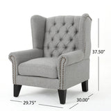 Grey Tufted Accent Chair with Decorative Trim