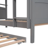 Grey Twin-Over-Twin Bunk Bed with Twin size Trundle