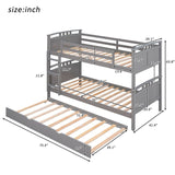 Grey Twin-Over-Twin Bunk Bed with Twin size Trundle