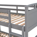 Grey Twin-Over-Twin Bunk Bed with Twin size Trundle