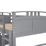 Grey Twin-Over-Twin Bunk Bed with Twin size Trundle