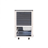Grey Wood Outdoor Pet Kennel with Wheels and Ramp