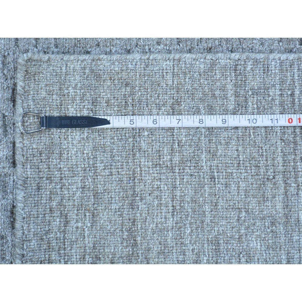 Grey Wool and Viscose from Bamboo Silk Tone on Tone Hand Loomed Oriental Rug