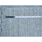 Grey Wool and Viscose from Bamboo Silk Tone on Tone Hand Loomed Oriental Rug