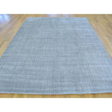 Grey Wool and Viscose from Bamboo Silk Tone on Tone Hand Loomed Oriental Rug