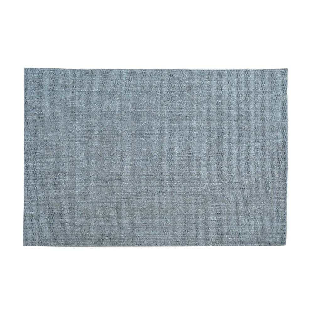 Grey Wool and Viscose from Bamboo Silk Tone on Tone Hand Loomed Oriental Rug