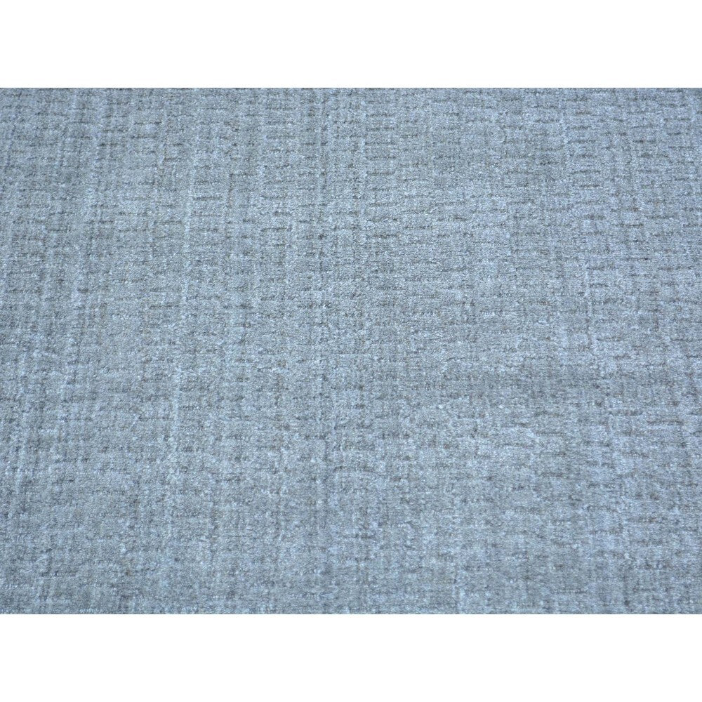 Grey Wool and Viscose from Bamboo Silk Tone on Tone Hand Loomed Oriental Rug
