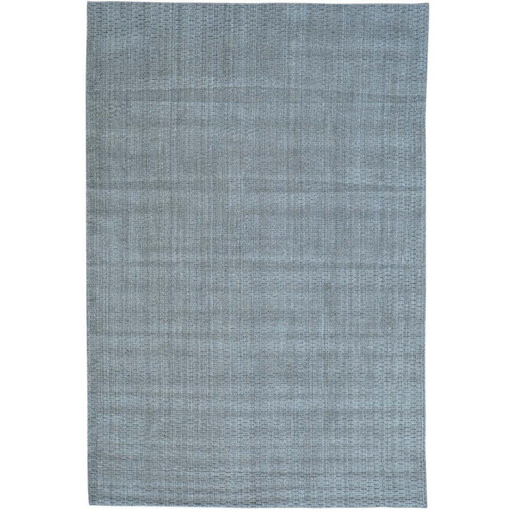 Grey Wool and Viscose from Bamboo Silk Tone on Tone Hand Loomed Oriental Rug