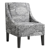 Grey and White Upholstered Fabric Accent Club