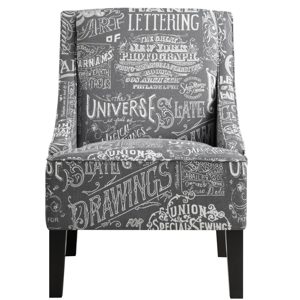 Grey and White Upholstered Fabric Accent Club