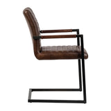 Greyson Genuine Full Grain Leather and Steel Modern Dining Arm Chair