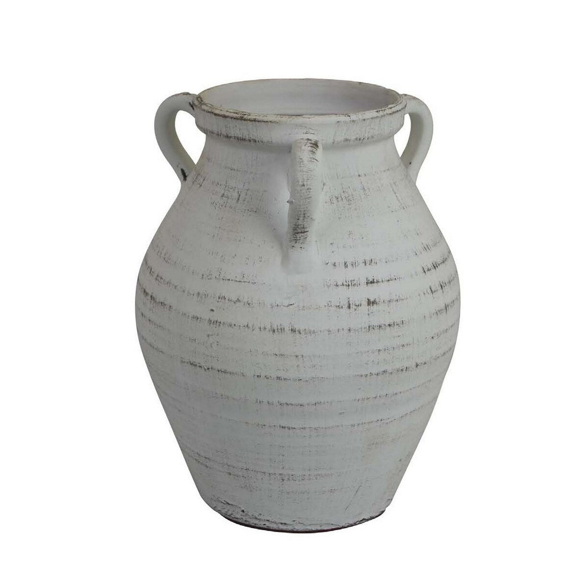 Gri 12 Inch Vase, Classic Urn Shape, 3 Handles, White, Transitional Style