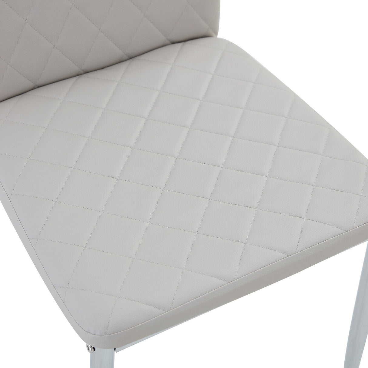 Grid Shaped Armless High Back Dining Chair,4-Piece Set,Grey
