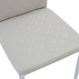Grid Shaped Armless High Back Dining Chair,4-Piece Set,Grey