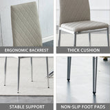 Grid Shaped Armless High Back Dining Chair,4-Piece Set,Grey