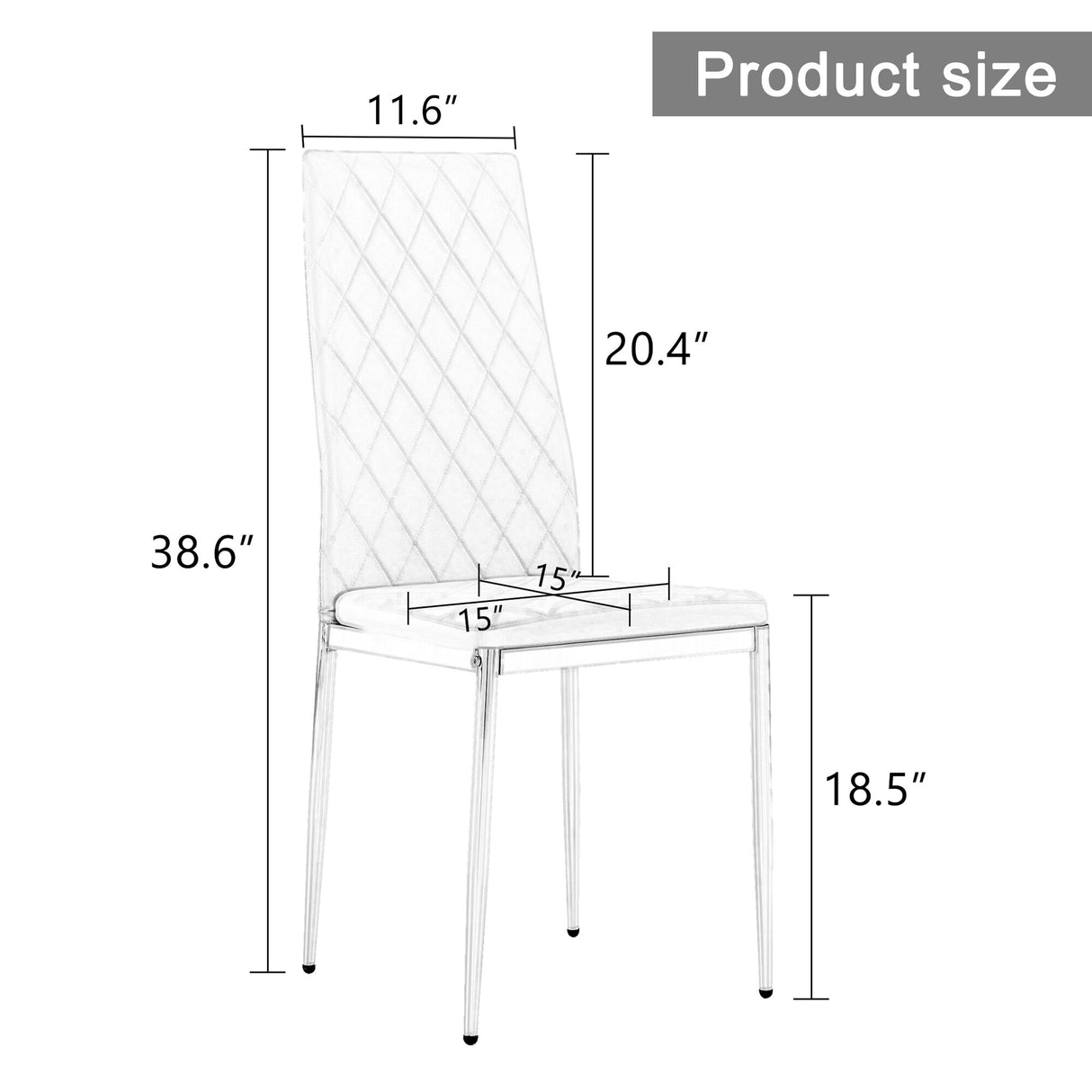 Grid Shaped Armless High Back Dining Chair,4-Piece Set,Grey