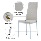Grid Shaped Armless High Back Dining Chair,4-Piece Set,Grey