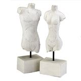 Griego White Man and Woman Busts Decorative Sculpture (Set of 2)
