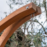 Griffith Outdoor Larch Wood Hammock Chair Swing with Water Resistant Fabric by Christopher Knight Home