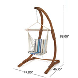 Griffith Outdoor Larch Wood Hammock Chair Swing with Water Resistant Fabric by Christopher Knight Home