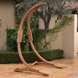 Griffith Outdoor Larch Wood Hammock Chair Swing with Water Resistant Fabric by Christopher Knight Home