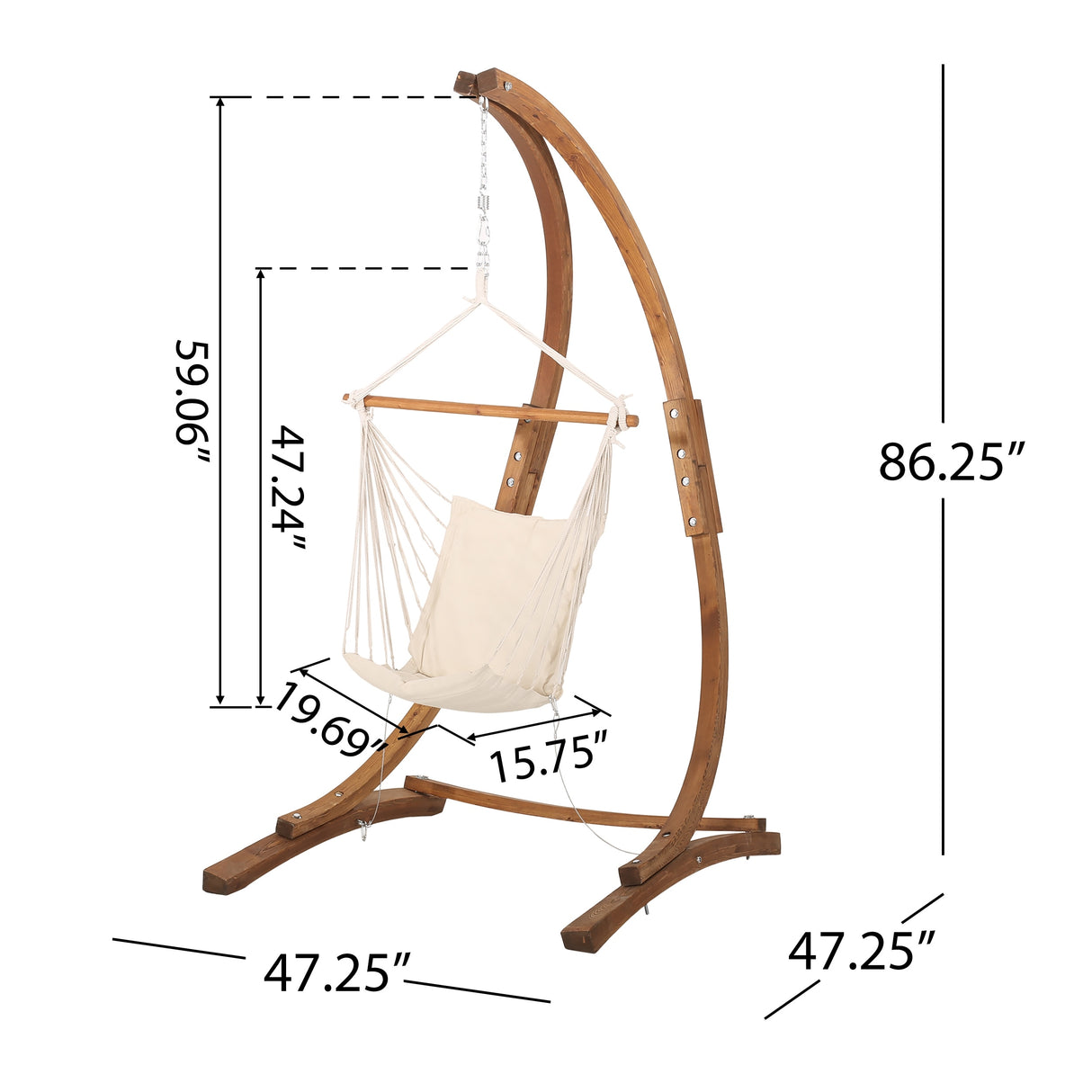 Griffith Outdoor Larch Wood Hammock Chair Swing with Water Resistant Fabric by Christopher Knight Home