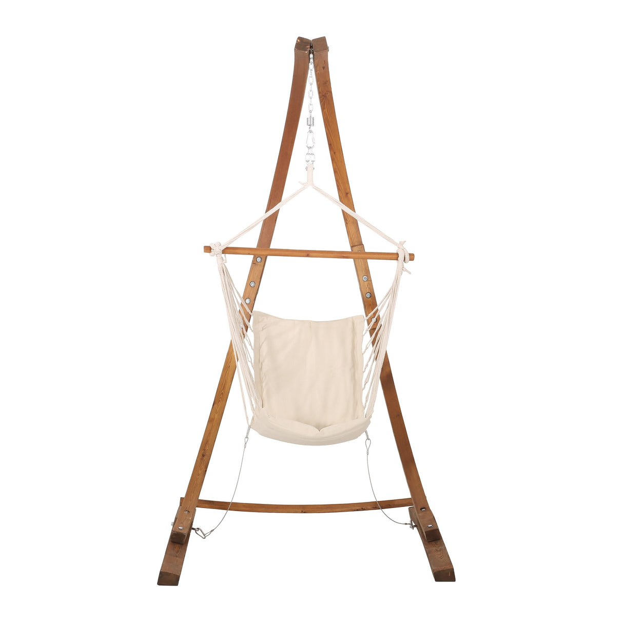 Griffith Outdoor Larch Wood Hammock Chair Swing with Water Resistant Fabric by Christopher Knight Home
