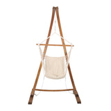 Griffith Outdoor Larch Wood Hammock Chair Swing with Water Resistant Fabric by Christopher Knight Home
