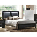Grizzled Wooden E.King Bed with Black PU-HB, Gray Finish