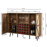 Grondin Bohemian Style Wooden Bar Cabinet with 2 Artificial Rattan Doors and Adjustable Shelves, Wine Cabinet Sideboard Buffet
