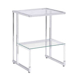 Grondin Contemporary Style 2-Tier End Table Sofa Side Table with Tempered Glass Shelves and Metal Frame