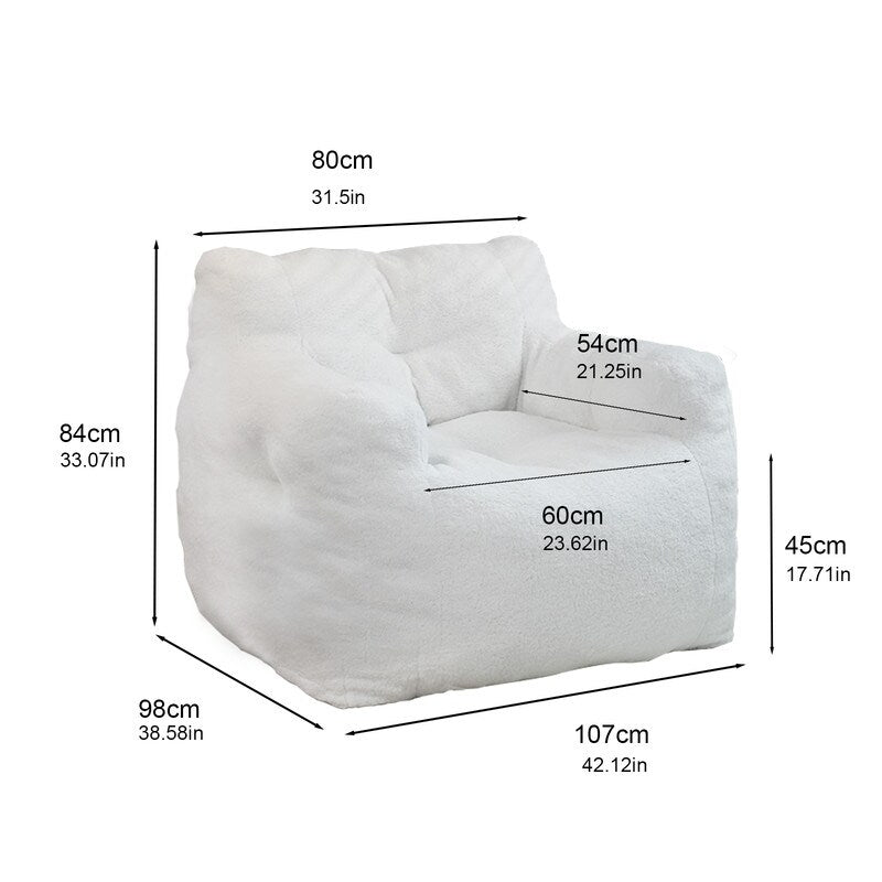 Grondin Giant Bean Bag Chairs for Adults and Teens, Sherpa Upholstery Lazy Sofa with Density Cotton Filling Modern Comfy Chair