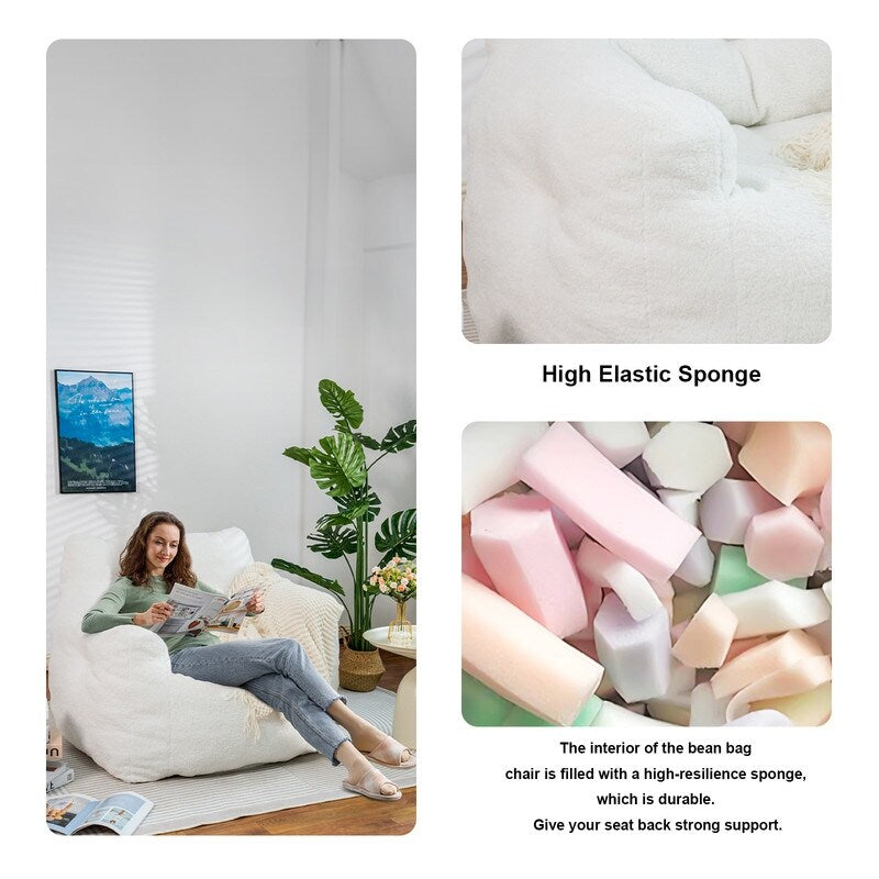 Grondin Giant Bean Bag Chairs for Adults and Teens, Sherpa Upholstery Lazy Sofa with Density Cotton Filling Modern Comfy Chair