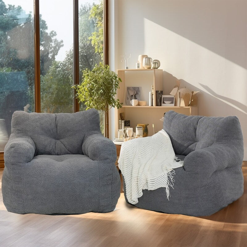 Grondin Giant Bean Bag Chairs for Adults and Teens, Sherpa Upholstery Lazy Sofa with Density Cotton Filling Modern Comfy Chair