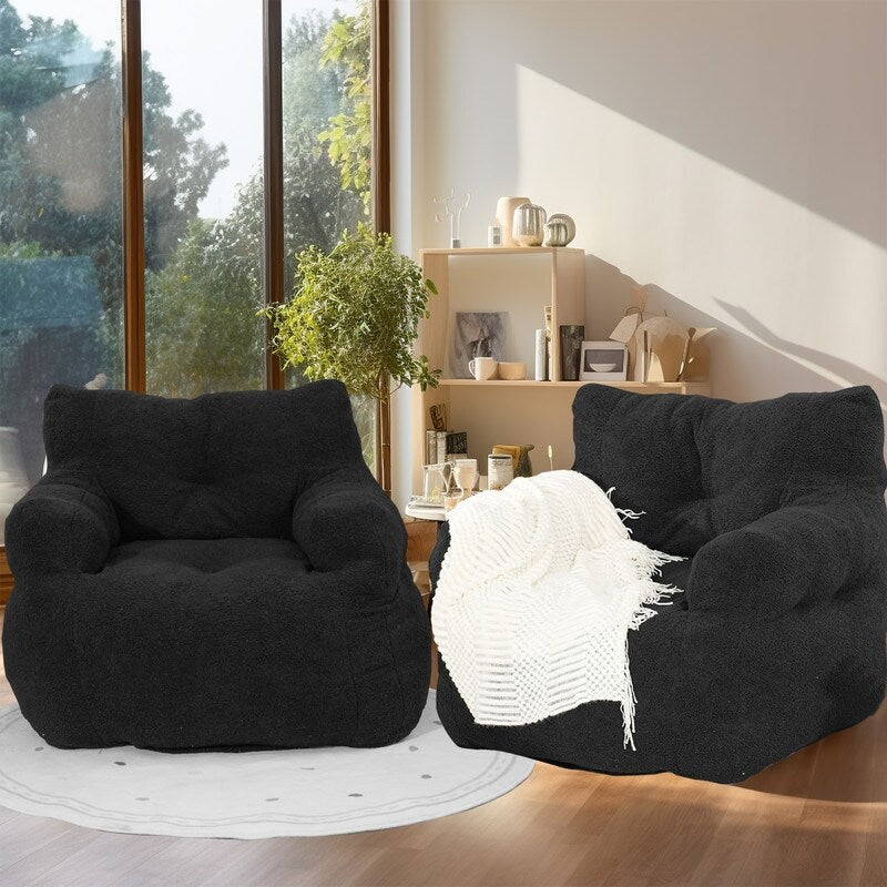 Grondin Giant Bean Bag Chairs for Adults and Teens, Sherpa Upholstery Lazy Sofa with Density Cotton Filling Modern Comfy Chair