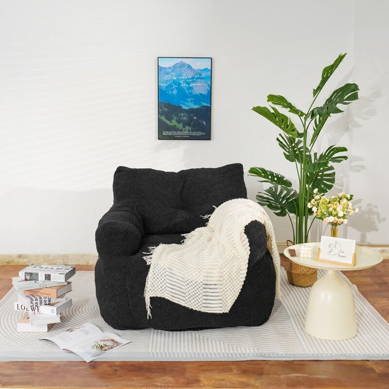 Grondin Giant Bean Bag Chairs for Adults and Teens, Sherpa Upholstery Lazy Sofa with Density Cotton Filling Modern Comfy Chair