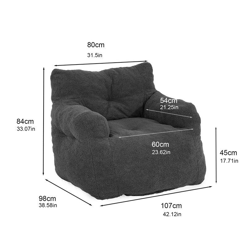 Grondin Giant Bean Bag Chairs for Adults and Teens, Sherpa Upholstery Lazy Sofa with Density Cotton Filling Modern Comfy Chair