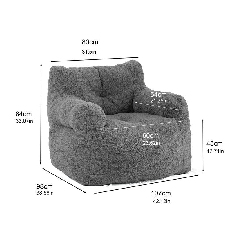 Grondin Giant Bean Bag Chairs for Adults and Teens, Sherpa Upholstery Lazy Sofa with Density Cotton Filling Modern Comfy Chair