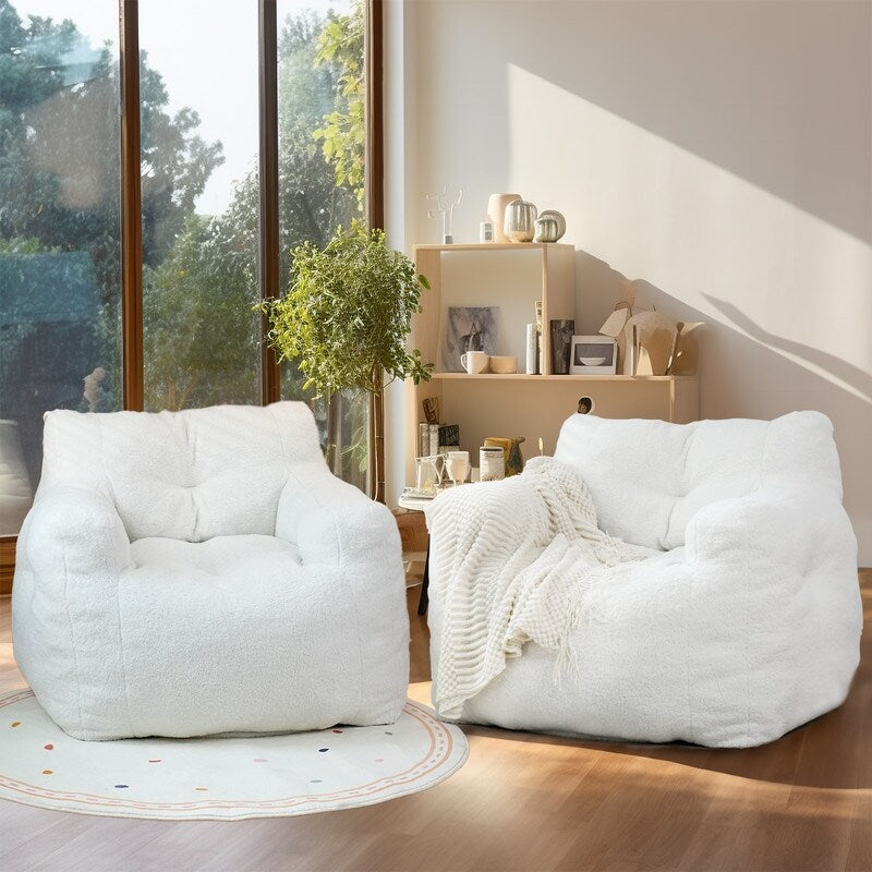 Grondin Giant Bean Bag Chairs for Adults and Teens, Sherpa Upholstery Lazy Sofa with Density Cotton Filling Modern Comfy Chair