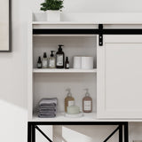 Grondin Mid-Cen tury Modern Style Over-the-Toilet Bathroom Storage Cabinet, Barn Door Wooden Bathroom Organizer Space Saver Rack