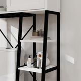 Grondin Mid-Cen tury Modern Style Over-the-Toilet Bathroom Storage Cabinet, Barn Door Wooden Bathroom Organizer Space Saver Rack
