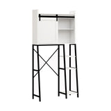 Grondin Mid-Cen tury Modern Style Over-the-Toilet Bathroom Storage Cabinet, Barn Door Wooden Bathroom Organizer Space Saver Rack