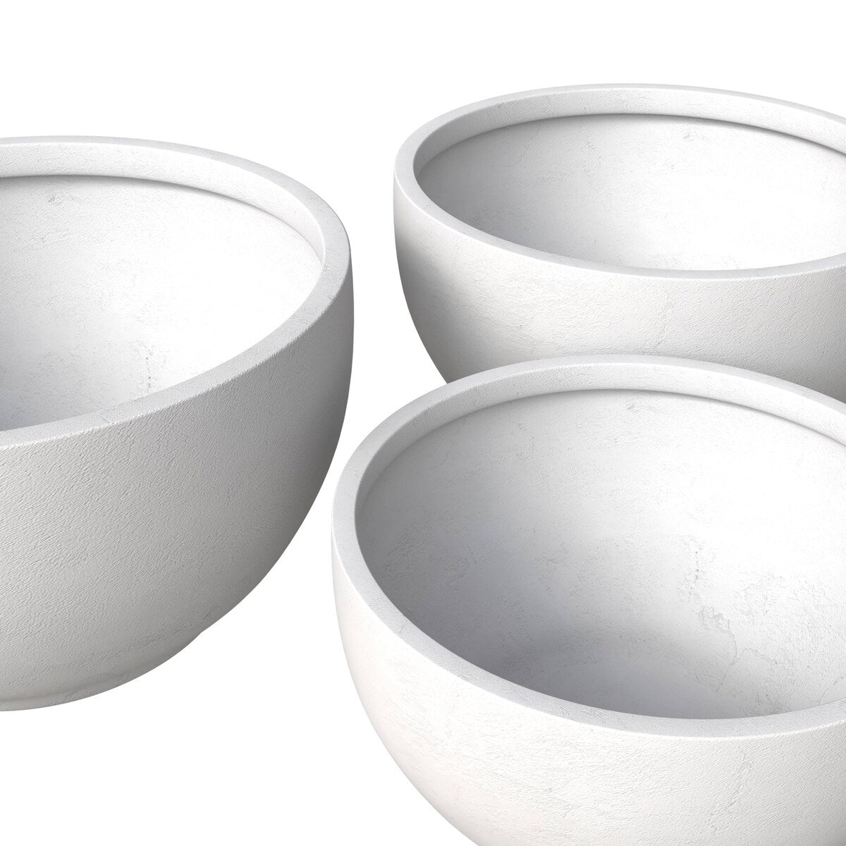 LeisureMod Grove 3-Piece Round Planter Set in Fiberstone and MgO Clay with Drainage, Indoor Outdoor Home Office Yard Patio Decor