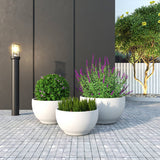 LeisureMod Grove 3-Piece Round Planter Set in Fiberstone and MgO Clay with Drainage, Indoor Outdoor Home Office Yard Patio Decor