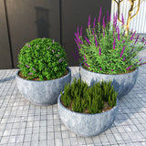 LeisureMod Grove 3-Piece Round Planter Set in Fiberstone and MgO Clay with Drainage, Indoor Outdoor Home Office Yard Patio Decor