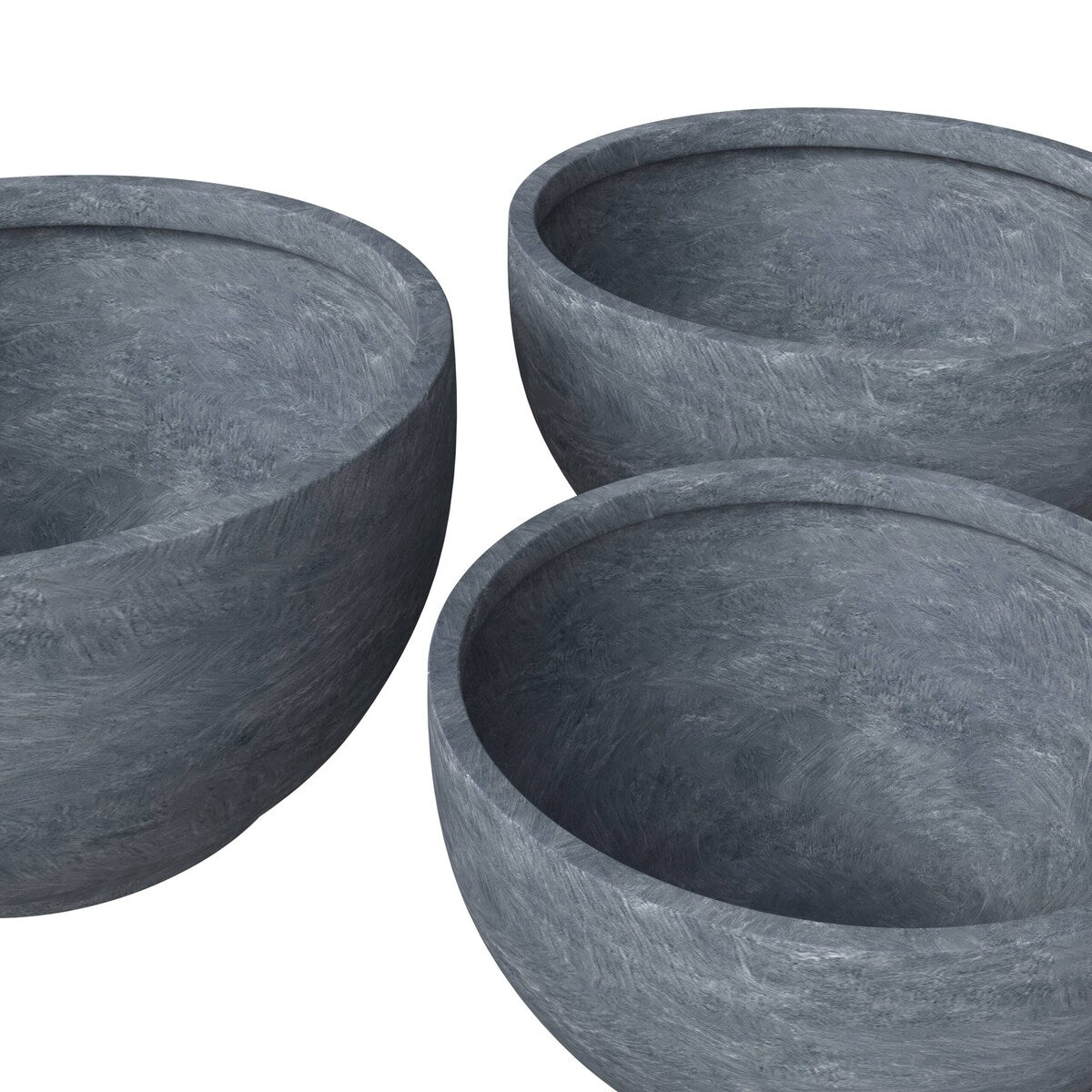 LeisureMod Grove 3-Piece Round Planter Set in Fiberstone and MgO Clay with Drainage, Indoor Outdoor Home Office Yard Patio Decor